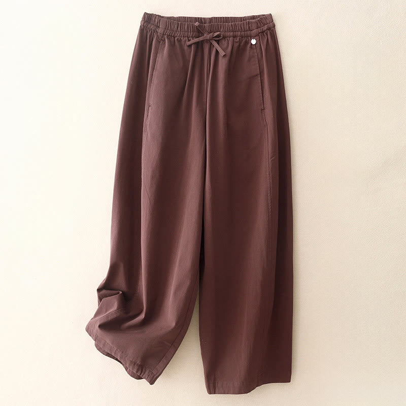 Nimara Ritual Plain 7-8 Length Women's Harem Cotton Pants With Pockets