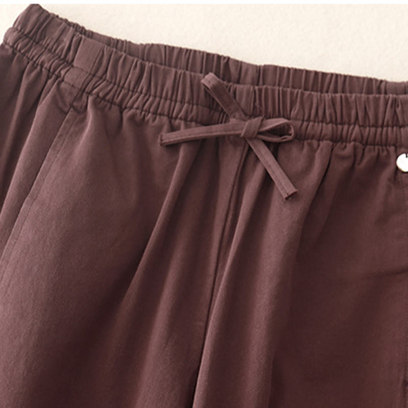Nimara Ritual Plain 7-8 Length Women's Harem Cotton Pants With Pockets