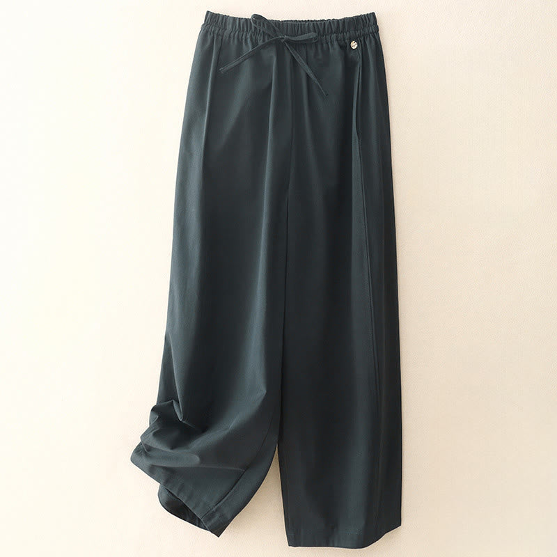 Nimara Ritual Plain 7-8 Length Women's Harem Cotton Pants With Pockets