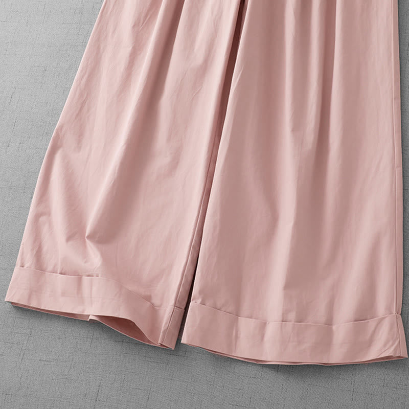 Nimara Ritual Casual Plain Polyester Women's 7-8 Length Wide Leg Pants With Pockets