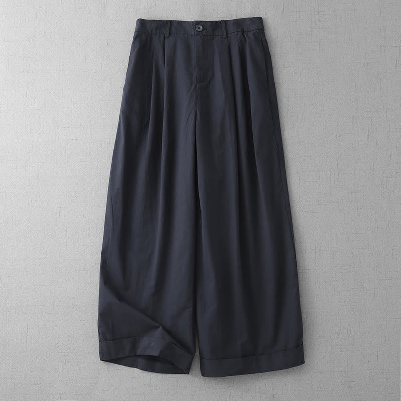 Nimara Ritual Casual Plain Polyester Women's 7-8 Length Wide Leg Pants With Pockets