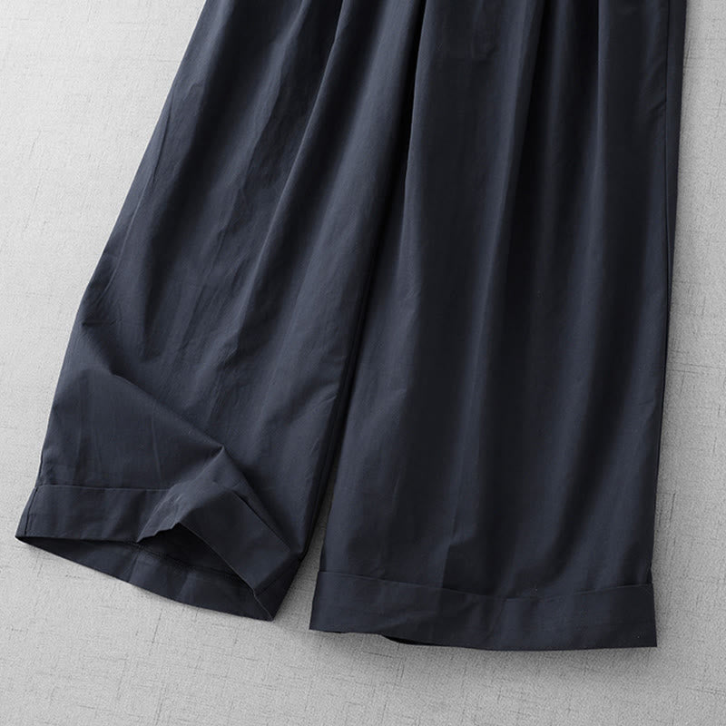 Nimara Ritual Casual Plain Polyester Women's 7-8 Length Wide Leg Pants With Pockets