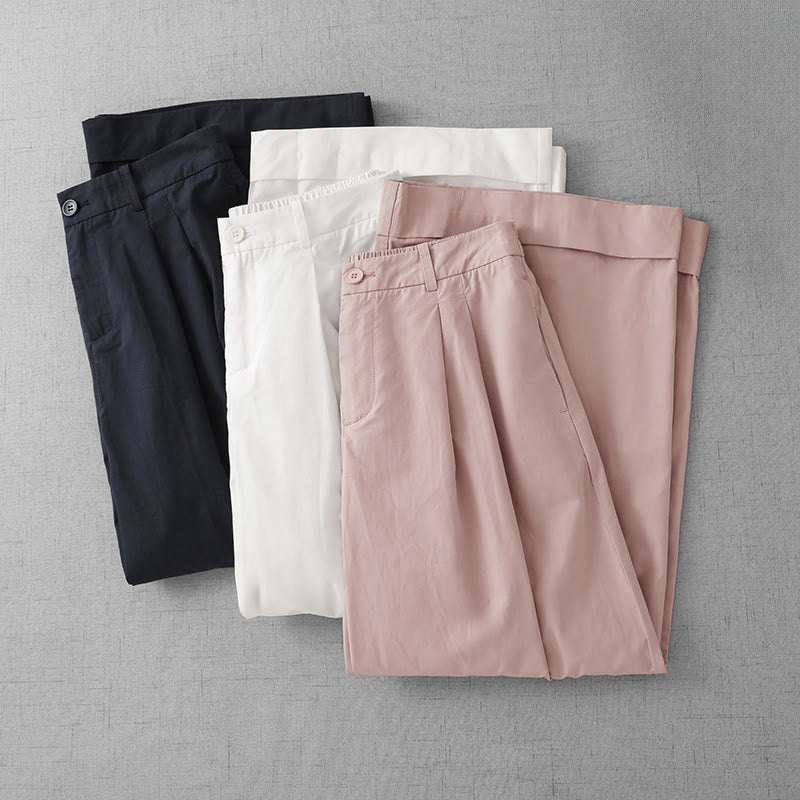 Nimara Ritual Casual Plain Polyester Women's 7-8 Length Wide Leg Pants With Pockets