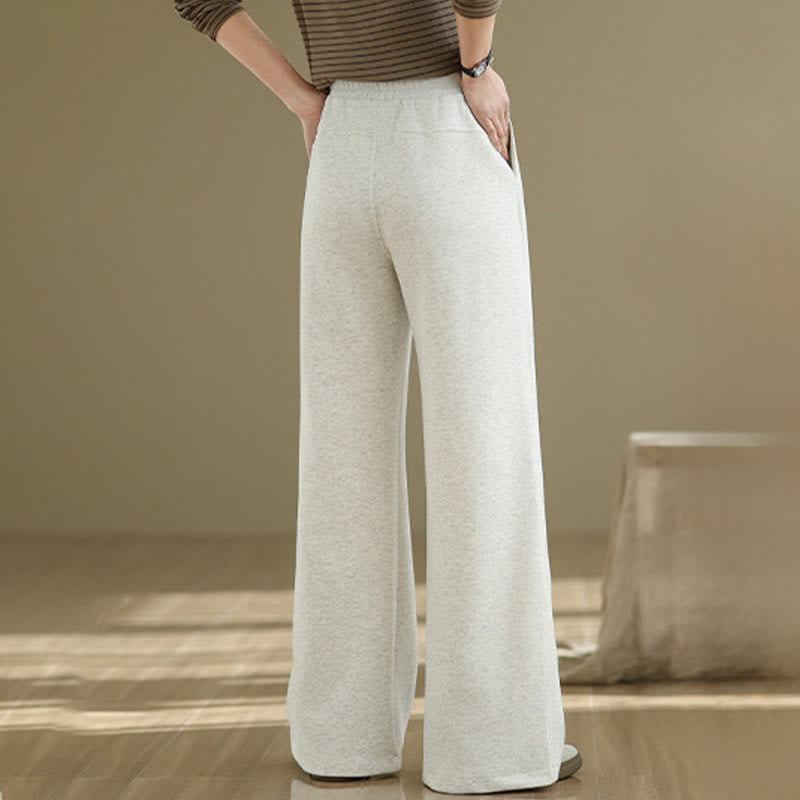 Nimara Ritual Casual Plain Cotton Women's Wide Leg Pants With Pockets