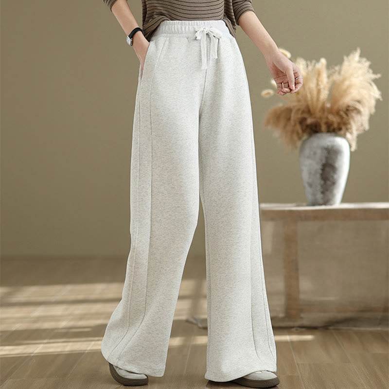 Nimara Ritual Casual Plain Cotton Women's Wide Leg Pants With Pockets