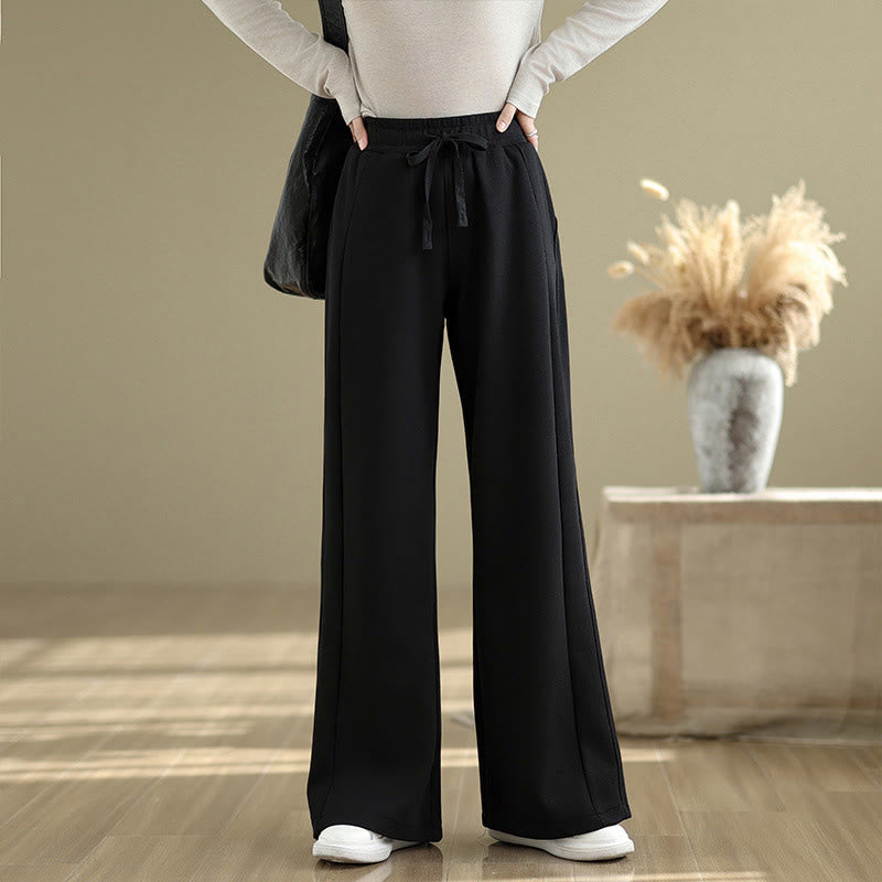 Nimara Ritual Casual Plain Cotton Women's Wide Leg Pants With Pockets