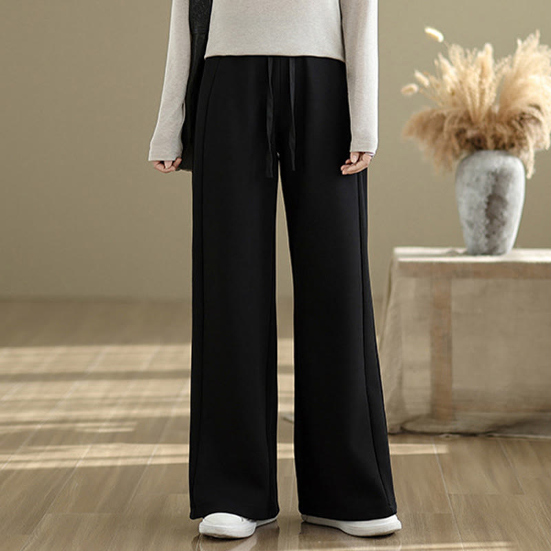 Nimara Ritual Casual Plain Cotton Women's Wide Leg Pants With Pockets
