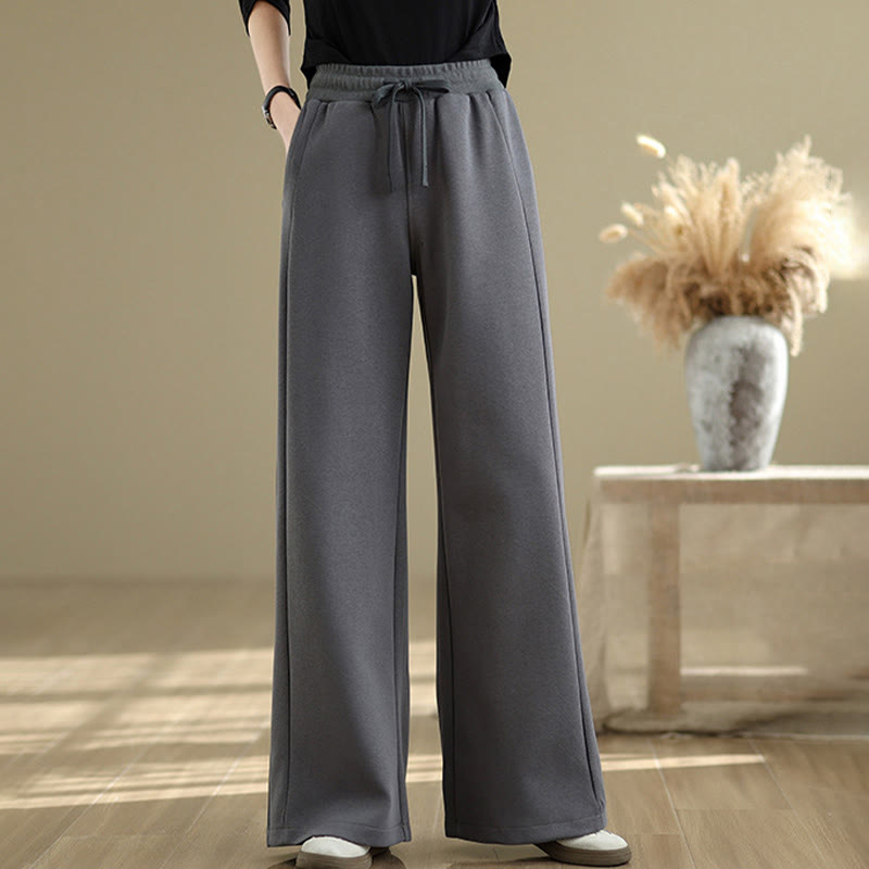 Nimara Ritual Casual Plain Cotton Women's Wide Leg Pants With Pockets