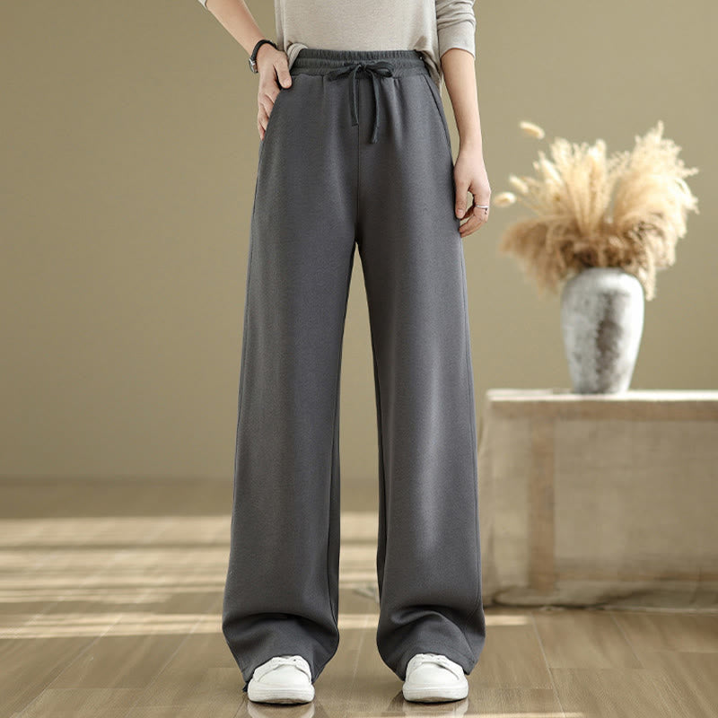 Nimara Ritual Casual Rope Women's Cotton Straight-leg Pants With Pockets