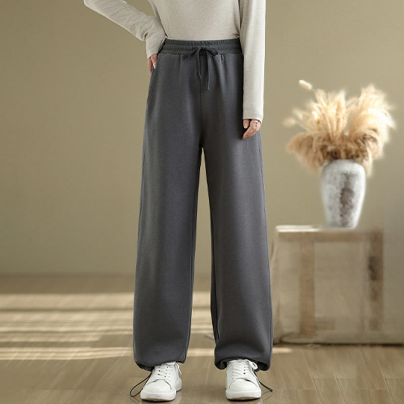 Nimara Ritual Casual Rope Women's Cotton Straight-leg Pants With Pockets