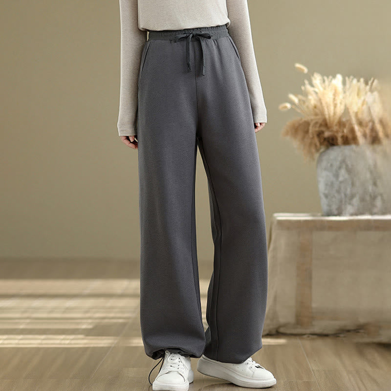Nimara Ritual Casual Rope Women's Cotton Straight-leg Pants With Pockets