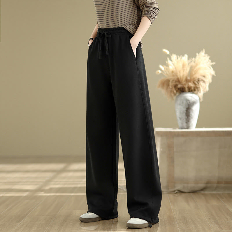Nimara Ritual Casual Rope Women's Cotton Straight-leg Pants With Pockets