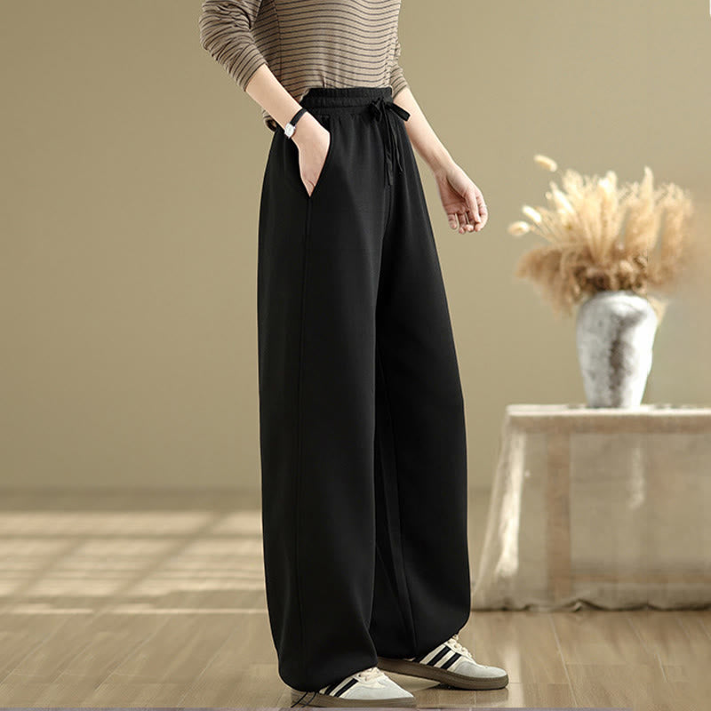 Nimara Ritual Casual Rope Women's Cotton Straight-leg Pants With Pockets