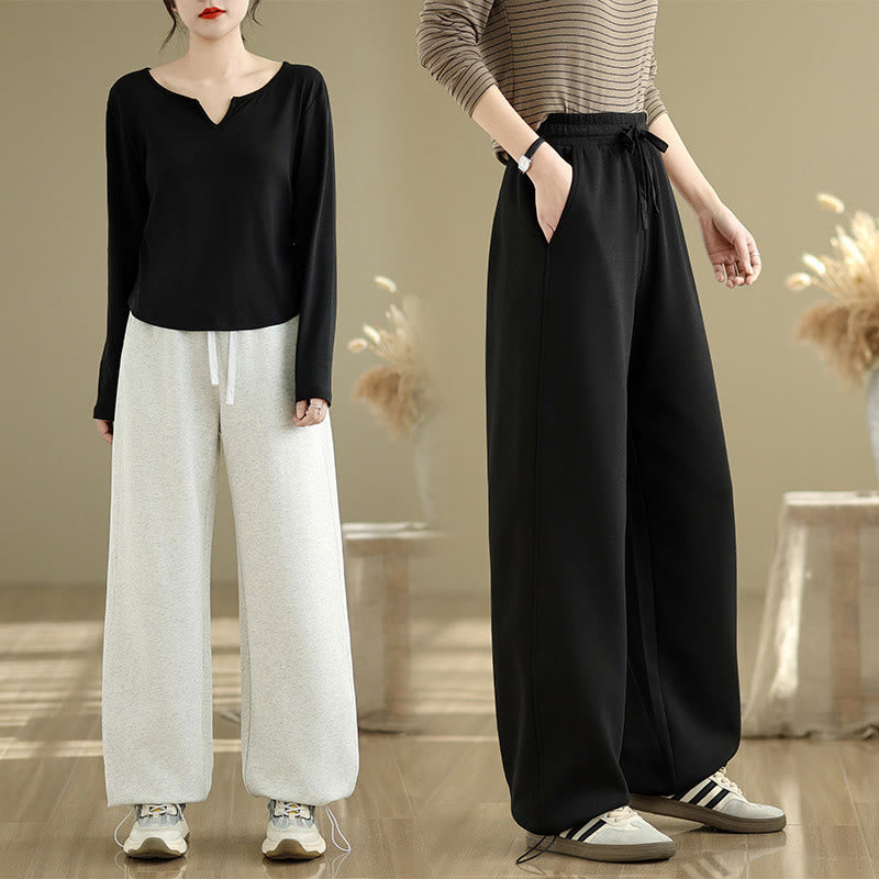 Nimara Ritual Casual Rope Women's Cotton Straight-leg Pants With Pockets