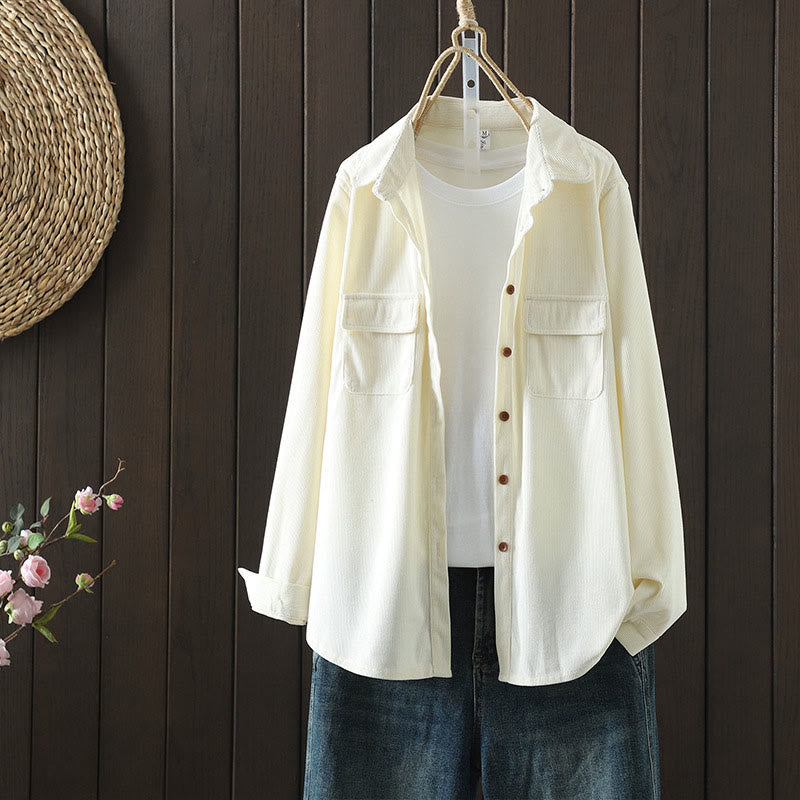 Nimara Ritual Corduroy Women's Cotton Long Sleeve Jacket With Pockets