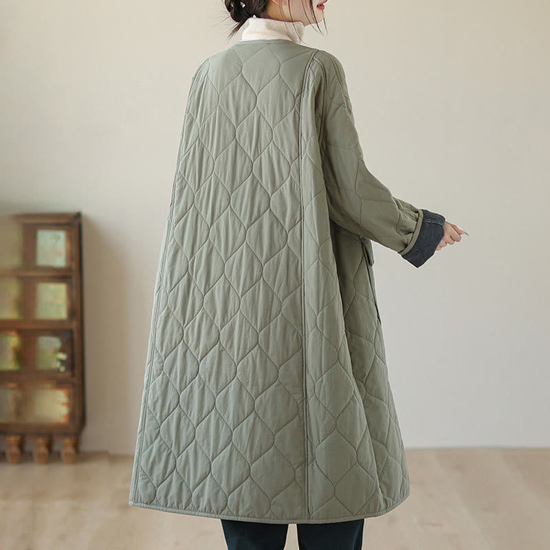 Nimara Ritual Plain Buttons Women's Cotton Padded Coat With Pockets