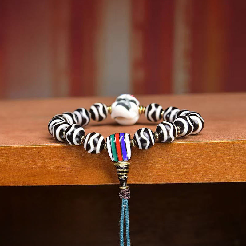 Nimara Ritual Tibetan Dzi Bead The Lord of the Corpse Forest Protection Bracelet