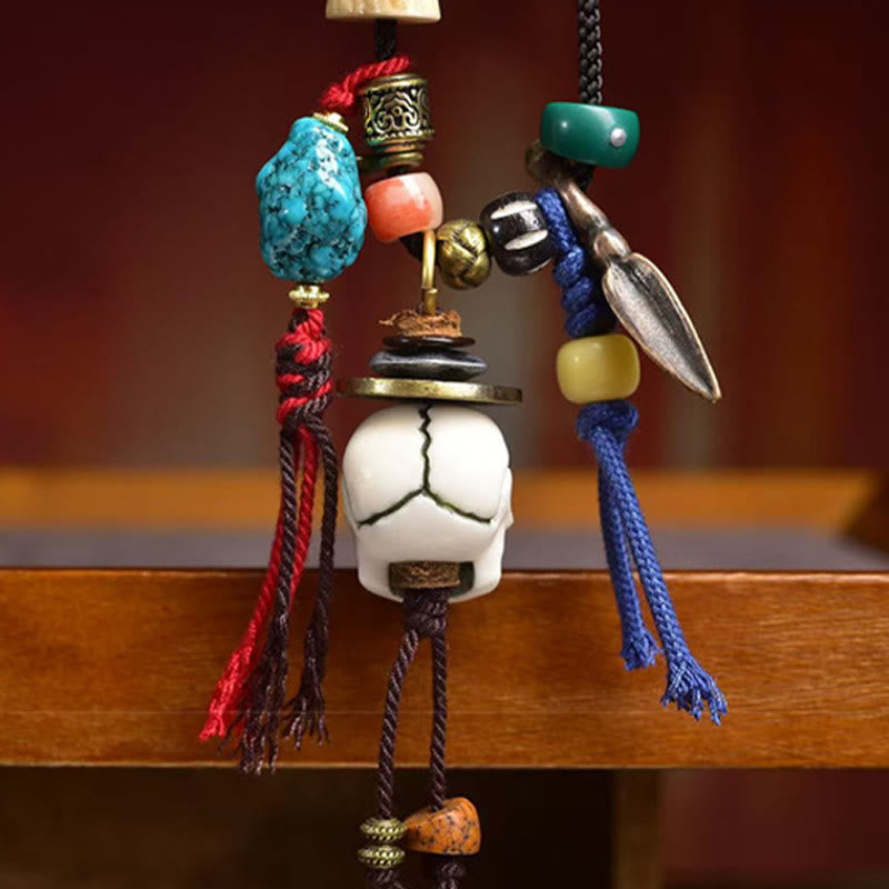 Nimara Ritual Tibetan Skull The Lord of the Corpse Forest New Beginning Rope Necklace Pendant