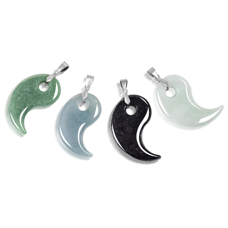 Nimara Ritual Teardrop Design Jade Titanium Steel Chain Necklace Luck Pendant