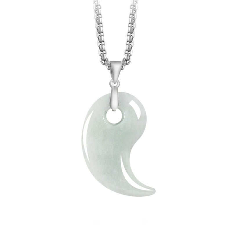 Nimara Ritual Teardrop Design Jade Titanium Steel Chain Necklace Luck Pendant
