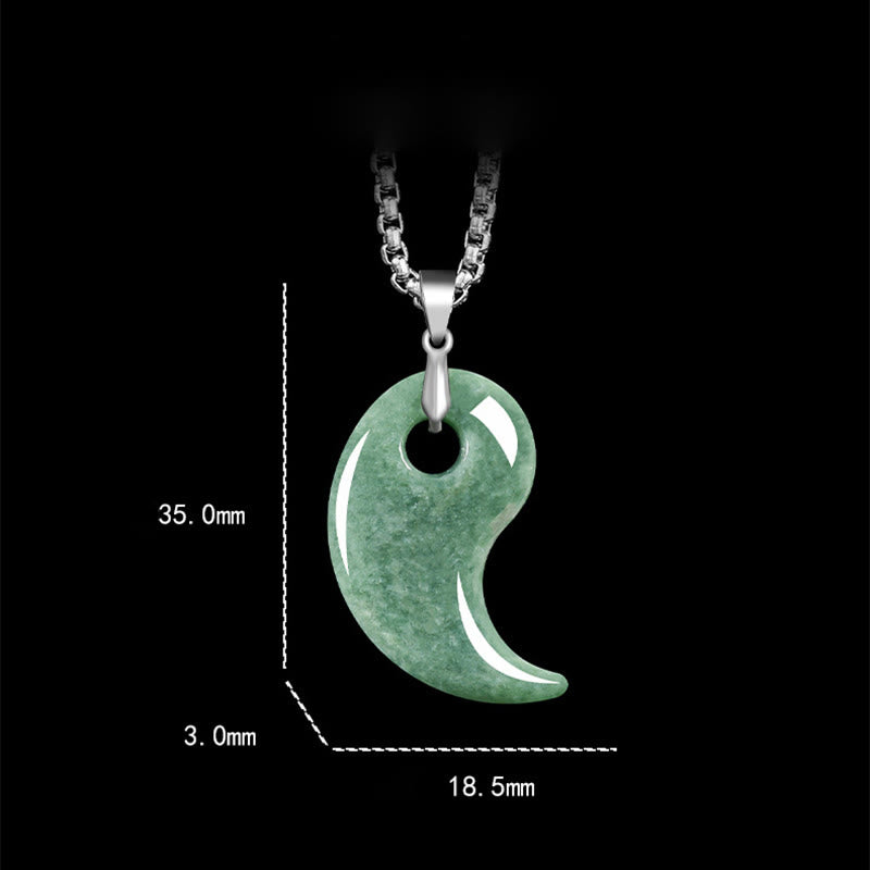 Nimara Ritual Teardrop Design Jade Titanium Steel Chain Necklace Luck Pendant