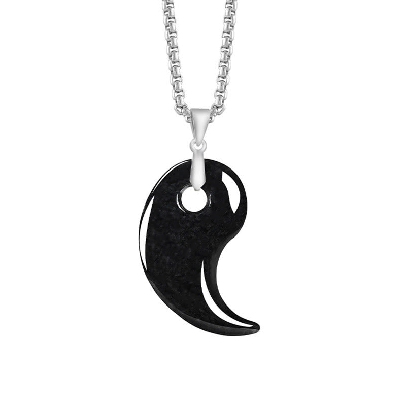 Nimara Ritual Teardrop Design Jade Titanium Steel Chain Necklace Luck Pendant
