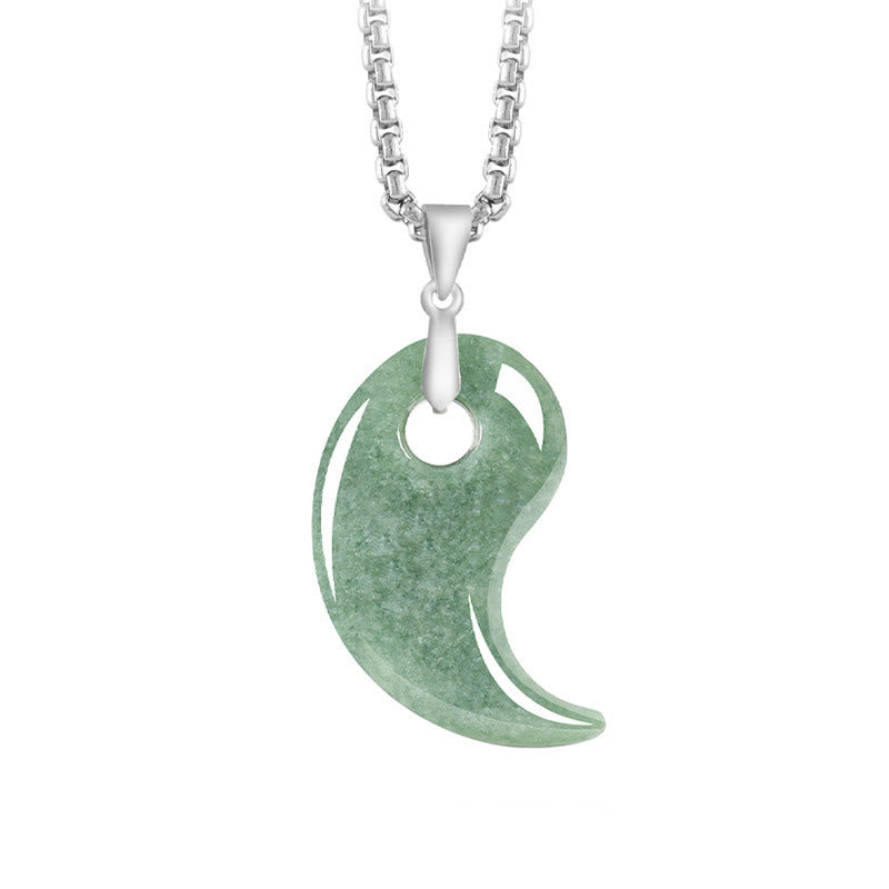 Nimara Ritual Teardrop Design Jade Titanium Steel Chain Necklace Luck Pendant