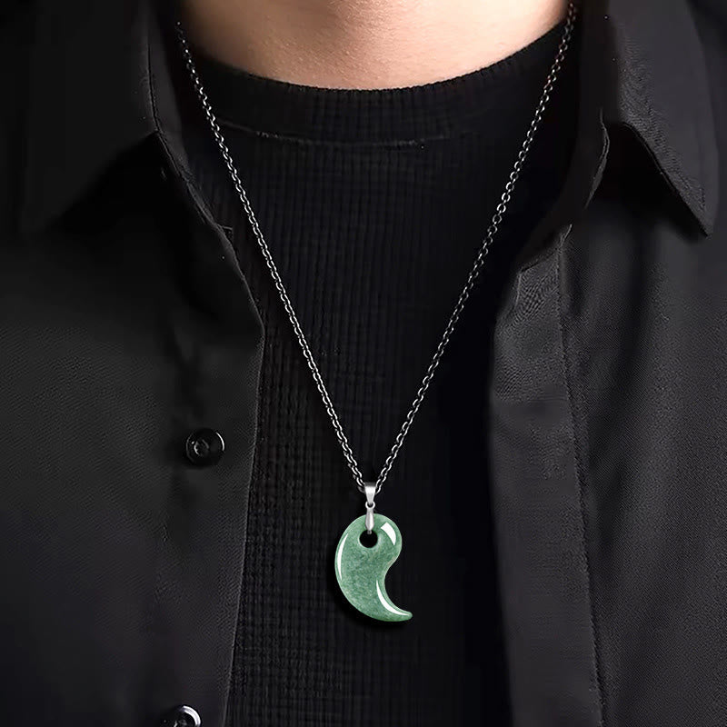 Nimara Ritual Teardrop Design Jade Titanium Steel Chain Necklace Luck Pendant