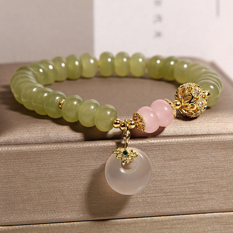 Nimara Ritual Natural Peace Buckle Meaning Jade Rose Quartz Luck Bracelet
