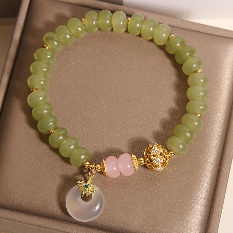 Nimara Ritual Natural Peace Buckle Meaning Jade Rose Quartz Luck Bracelet