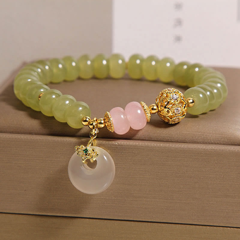 Nimara Ritual Natural Peace Buckle Meaning Jade Rose Quartz Luck Bracelet