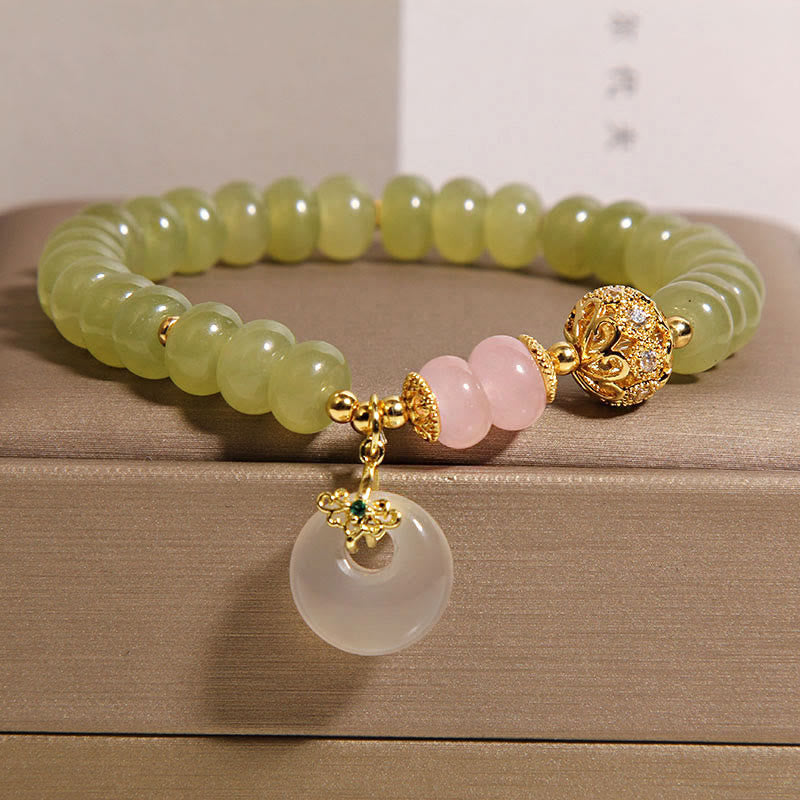 Nimara Ritual Natural Peace Buckle Meaning Jade Rose Quartz Luck Bracelet