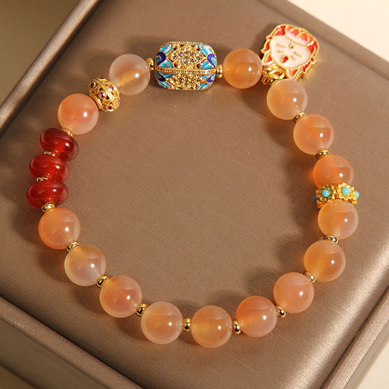 Nimara Ritual Natural Nine Tailed Fox Orange Candy Agate Healing Bracelet