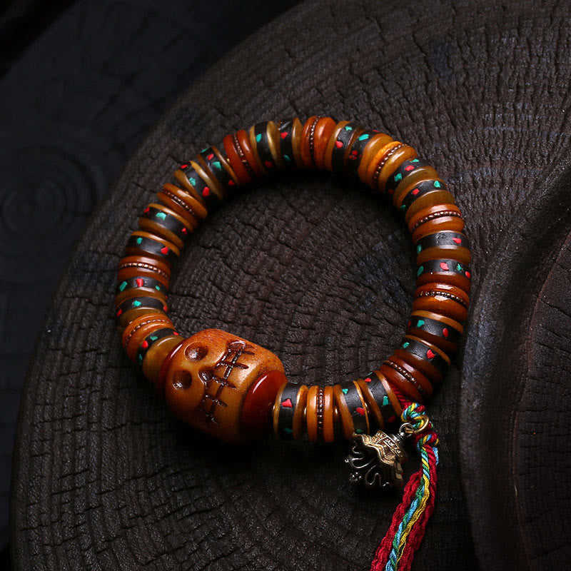 Nimara Ritual Tibet Bone Beads The Lord Of The Corpse Forest Reminders of Our Impermanence Bracelet