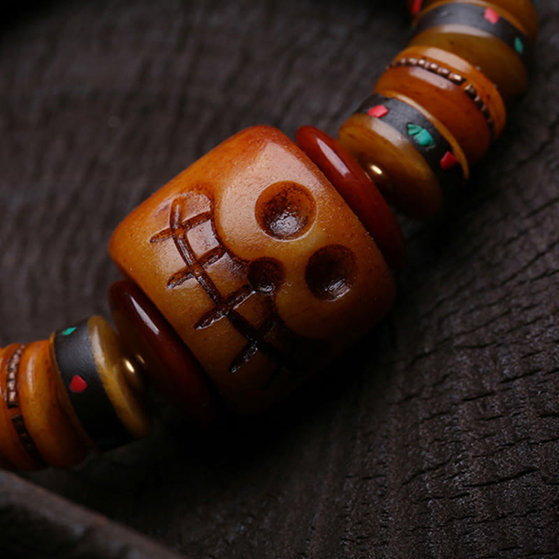 Nimara Ritual Tibet Bone Beads The Lord Of The Corpse Forest Reminders of Our Impermanence Bracelet