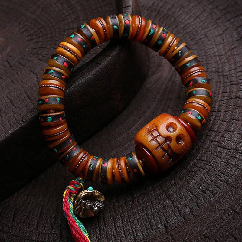 Nimara Ritual Tibet Bone Beads The Lord Of The Corpse Forest Reminders of Our Impermanence Bracelet