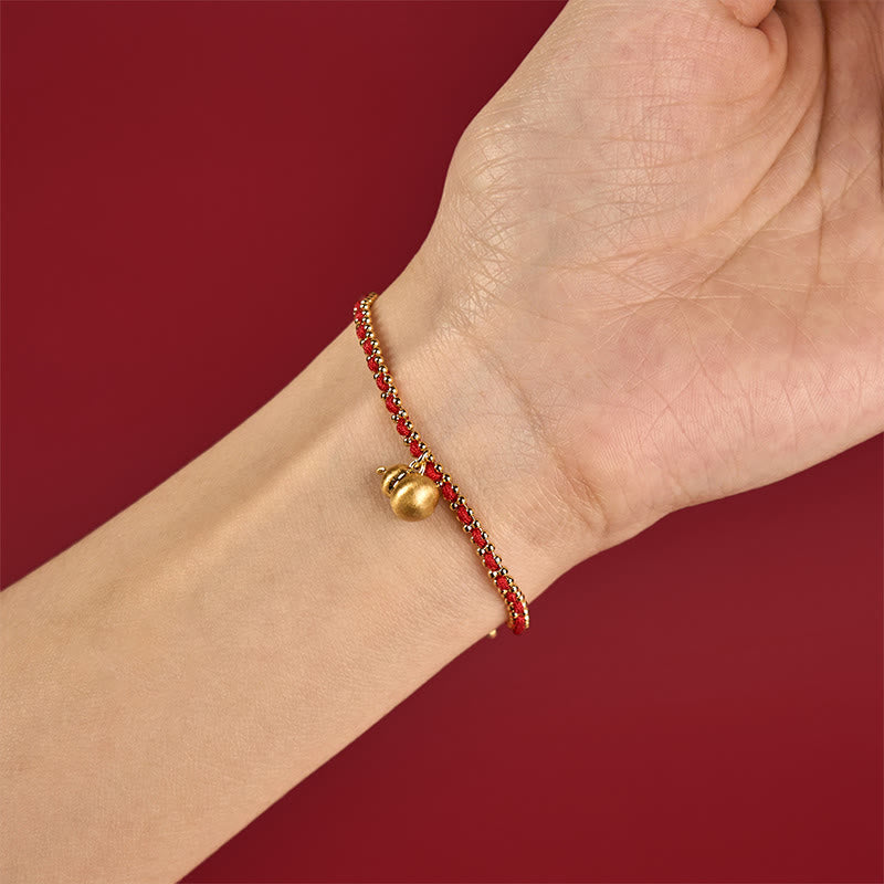 Nimara Ritual Red String Copper Brass Gourd Strength Wealth Bracelet
