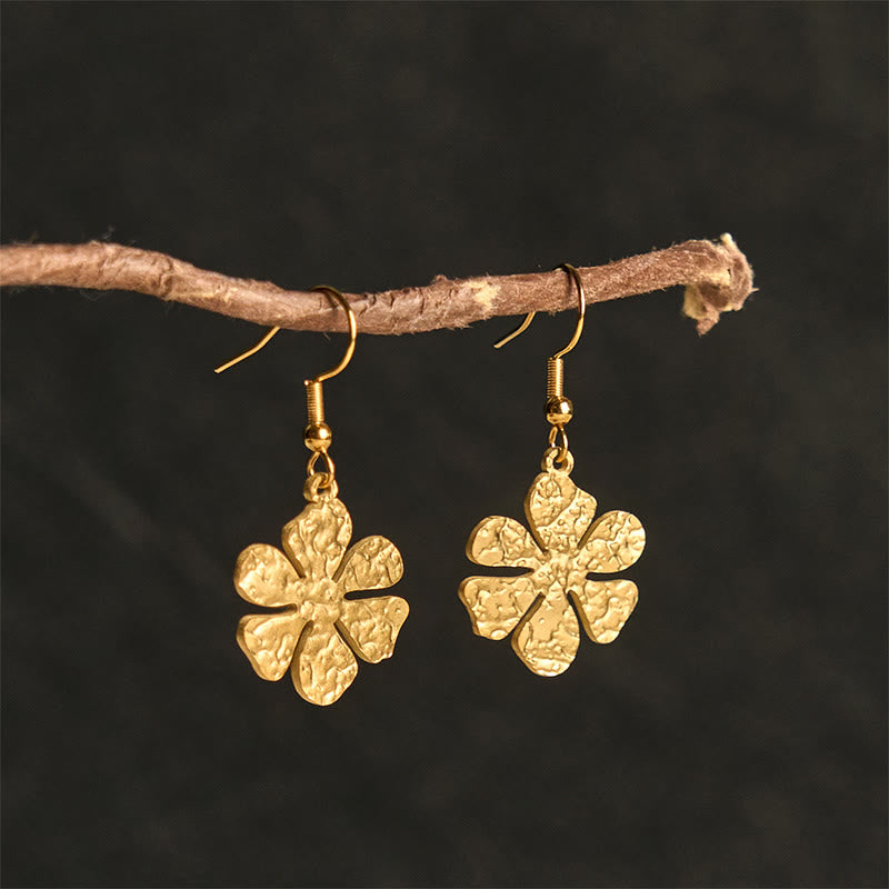 Nimara Ritual Elegant Titanium Steel Balance Hammer Marks Earrings