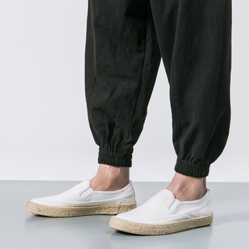 Nimara Ritual Men's Plain Simple Drawstring Design Cotton Harem Pants With Pockets
