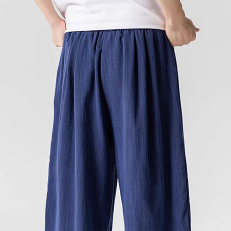 Nimara Ritual Summer Pure Color Drawstring Men's Cotton Ankle-Length Pants With Pockets