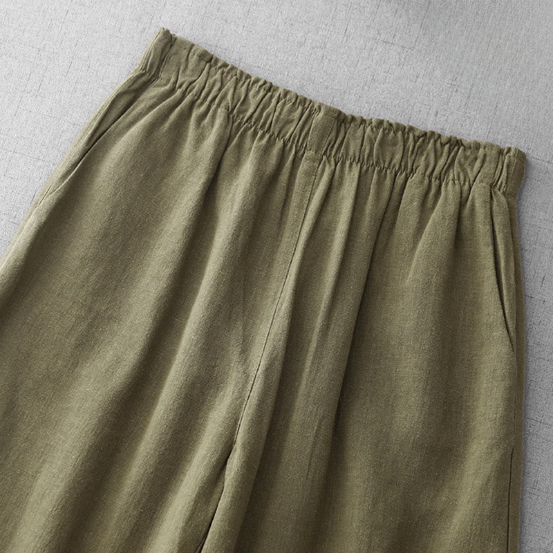 Nimara Ritual Casual Plain Rope Women's Cotton 7-8 Length Pants With Pockets