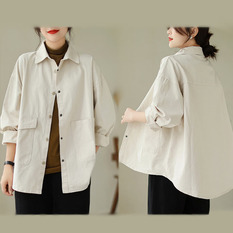 Nimara Ritual Women's Long Sleeve Button Cotton Jacket With Pockets