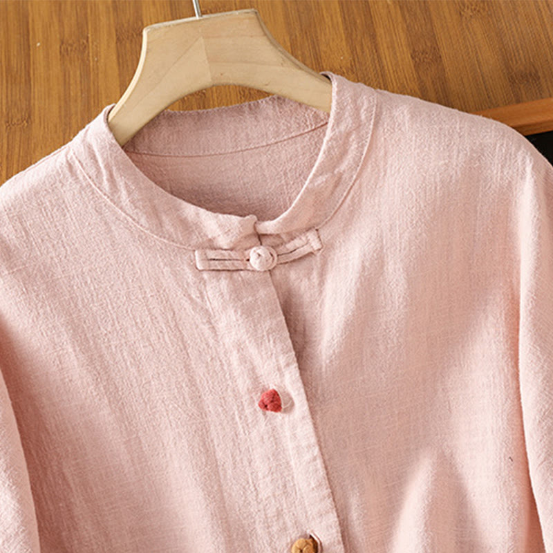 Nimara Ritual Casual Frog-button Women's Long Sleeve Cotton Polyester Shirt With Pockets