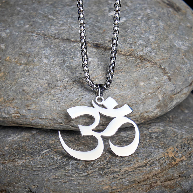 Nimara Ritual Om Symbol Mantra Stainless Steel Focus Necklace Pendant
