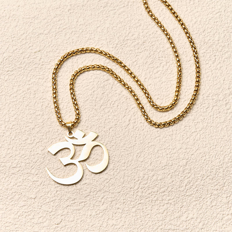 Nimara Ritual Om Symbol Mantra Stainless Steel Focus Necklace Pendant