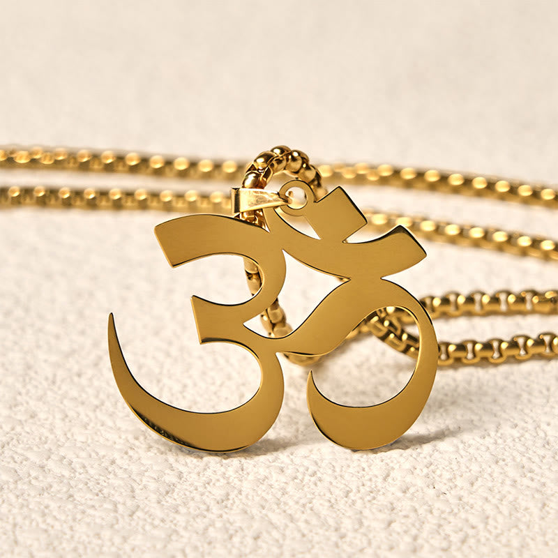 Nimara Ritual Om Symbol Mantra Stainless Steel Focus Necklace Pendant