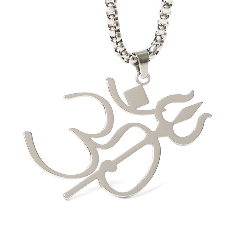 Nimara Ritual Trident OM Symbol Stainless Steel Connection Necklace Pendant