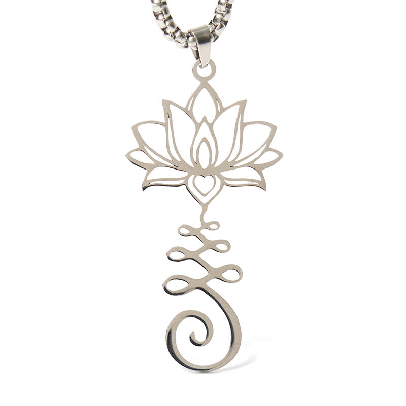 Nimara Ritual Chakra Symbol Irregular Design Lotus Stainless Steel Enlightenment Necklace Pendant