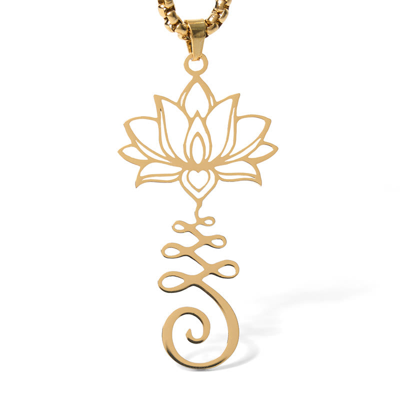 Nimara Ritual Chakra Symbol Irregular Design Lotus Stainless Steel Enlightenment Necklace Pendant