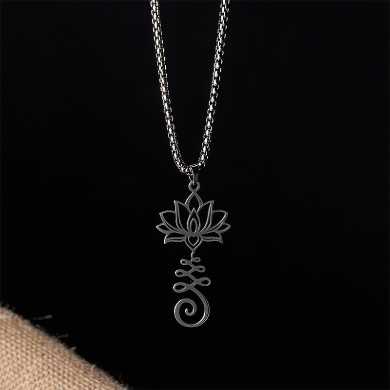 Nimara Ritual Chakra Symbol Irregular Design Lotus Stainless Steel Enlightenment Necklace Pendant